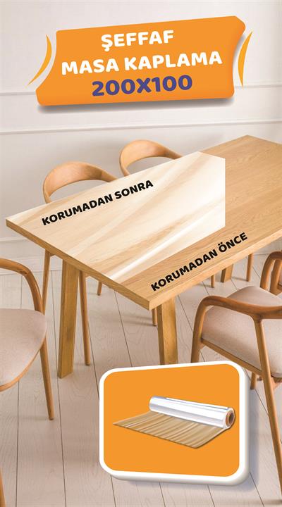 ŞEFFAF MASA KAPLAMA - FAYANS - TEZGAH - ZEMİN KAPLAMA KENDİNDEN YAPIŞKANLI SUYA DAYANIKLI FOLYO