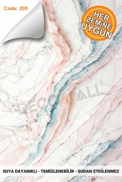 Suya Dayanıklı 50 x 100cm Mutfak Banyo Zemin Mermer Mobilya Fayans Yapışkanlı Folyo Kaplama CODE 205