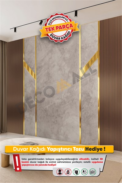 (TV-40) TV Arkası Duvar Kağıdı Tek Parça 3D Çita Mermer Görünümlü Salon Ofis Duvar Posteri