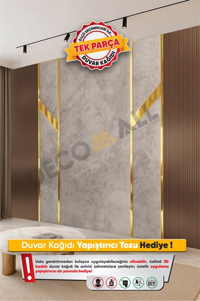 (TV-40) TV Arkası Duvar Kağıdı Tek Parça 3D Çita Mermer Görünümlü Salon Ofis Duvar Posteri