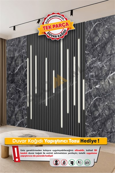 (TV-44) TV Arkası Duvar Kağıdı Tek Parça 3D Çita Mermer Görünümlü Salon Ofis Duvar Posteri