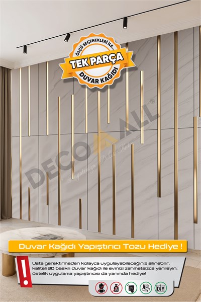 (TV-60) TV Arkası Duvar Kağıdı Tek Parça 3D Çita Mermer Görünümlü Salon Ofis Duvar Posteri