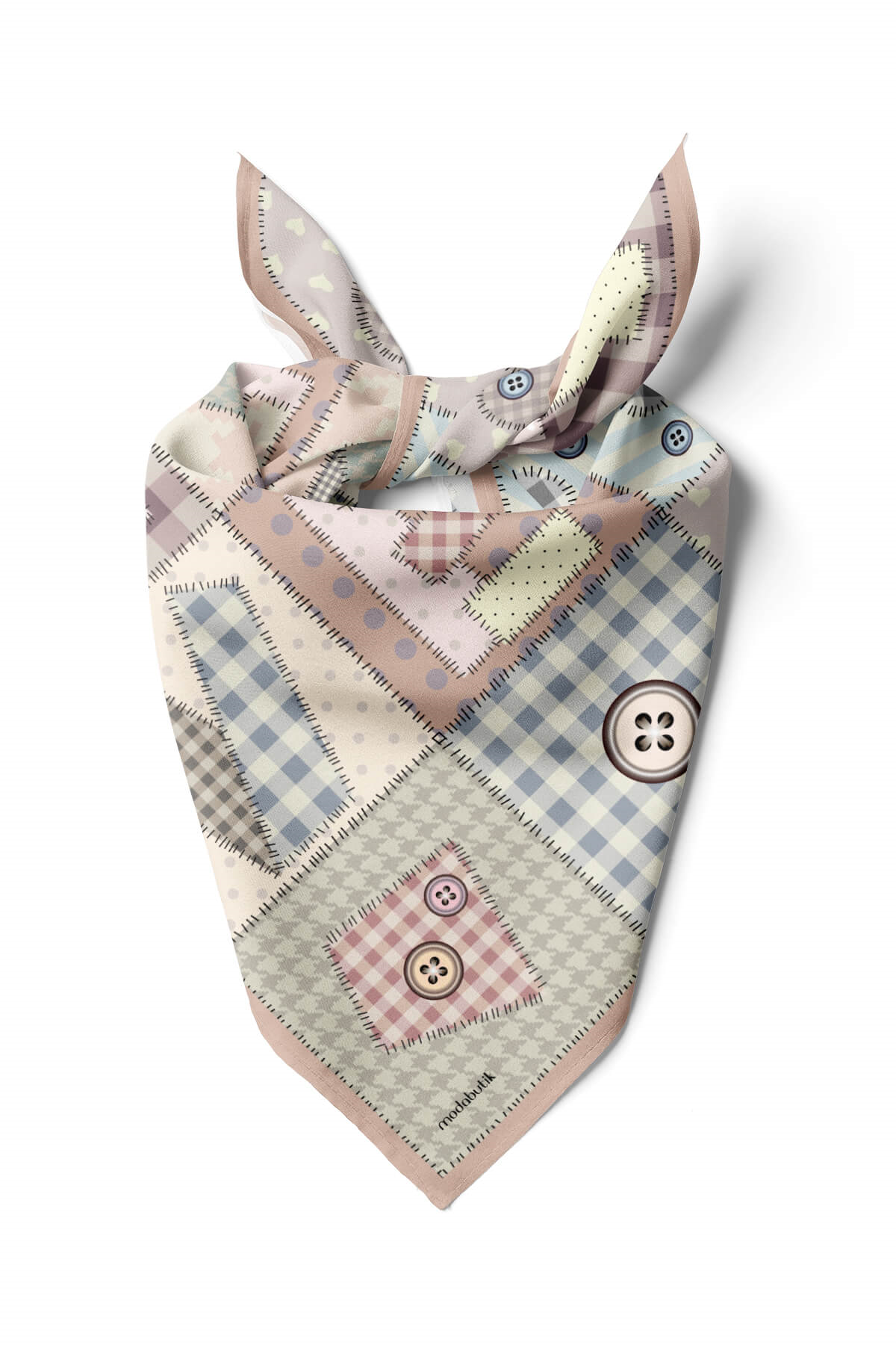 E104 Modabutik Patchwork Love Desenli Bandana