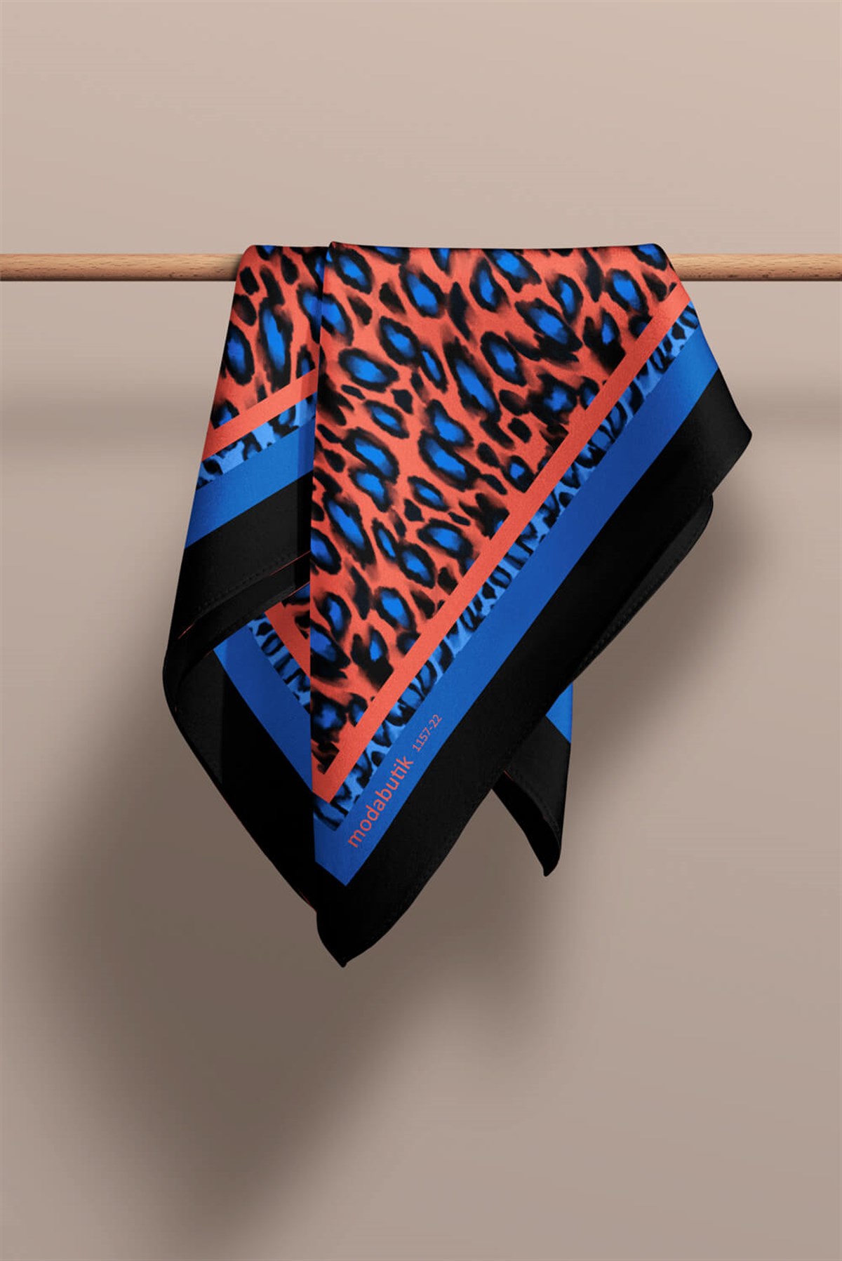 Violla A83 Kadın Mavi Turuncu Damla Desenli 50x50 Bandana