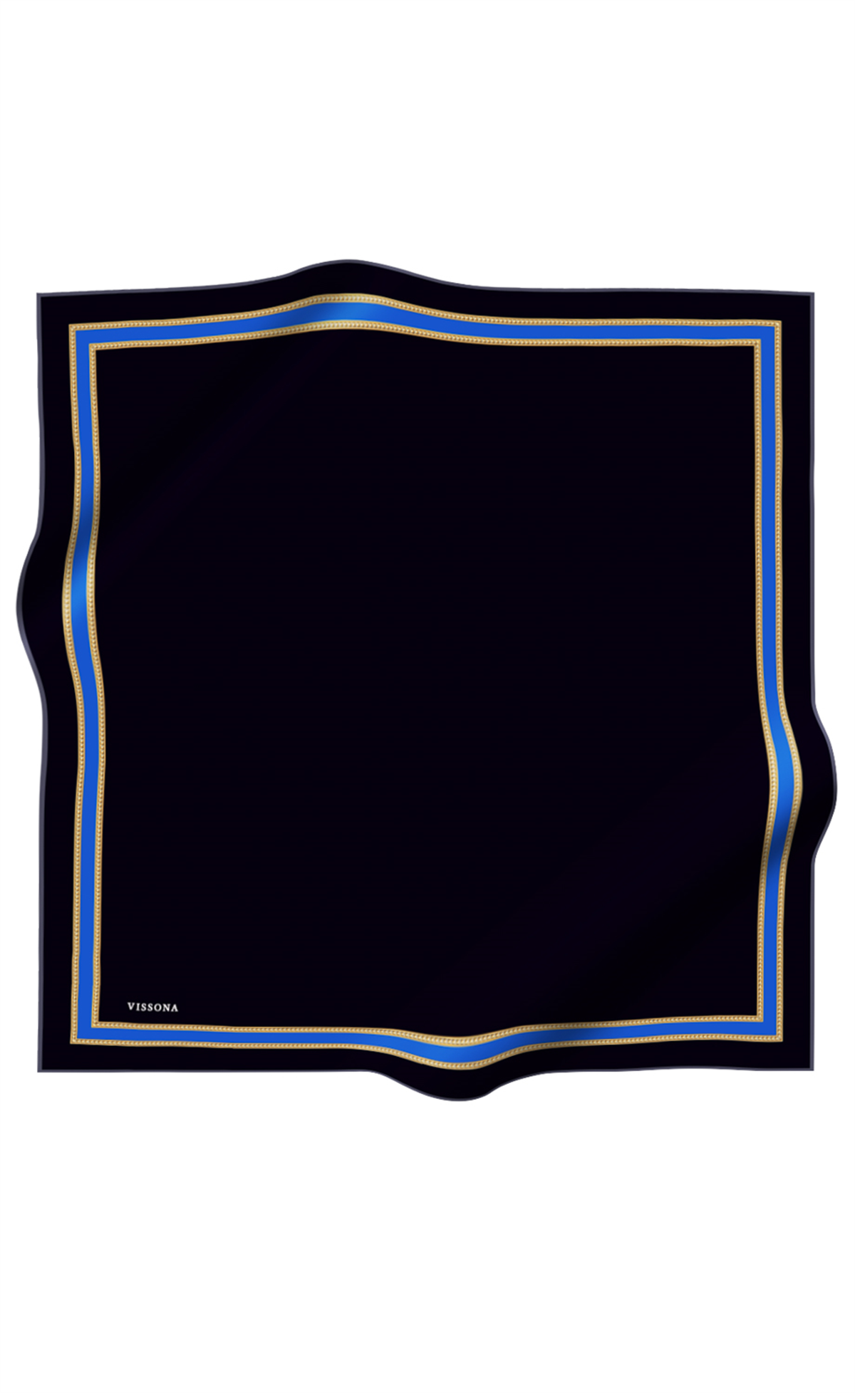 % 57 İPEK % 43 VİSKON Twill İpek Dokulu Şerit Desenli Siyah - Saks Renkli 90x90 Eşarp Dikim Şekli : El Dikişi