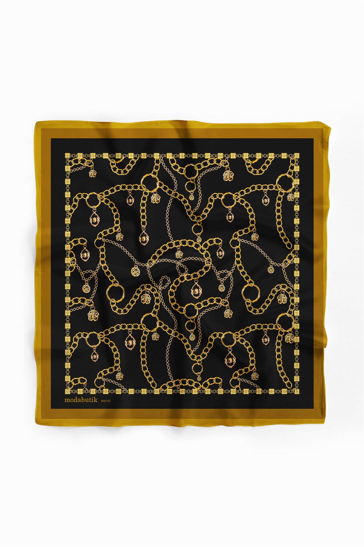 Violla H13 Kadın Siyah Sarı Zincir Desenli 50x50 Bandana