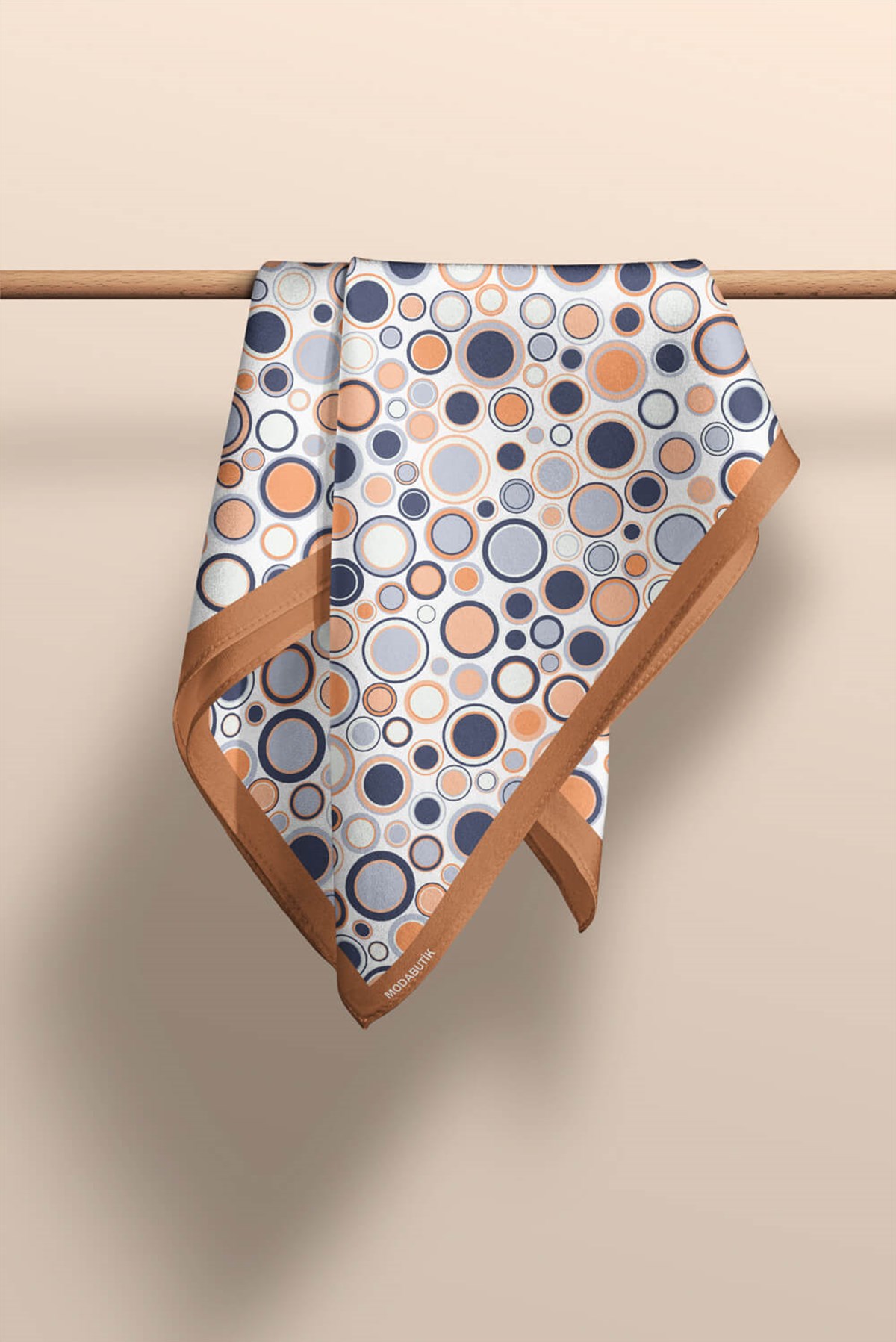 Violla D111 Kadın Halka Desenli Bandana 50x50 Mavi Turuncu Gri DG0486-22