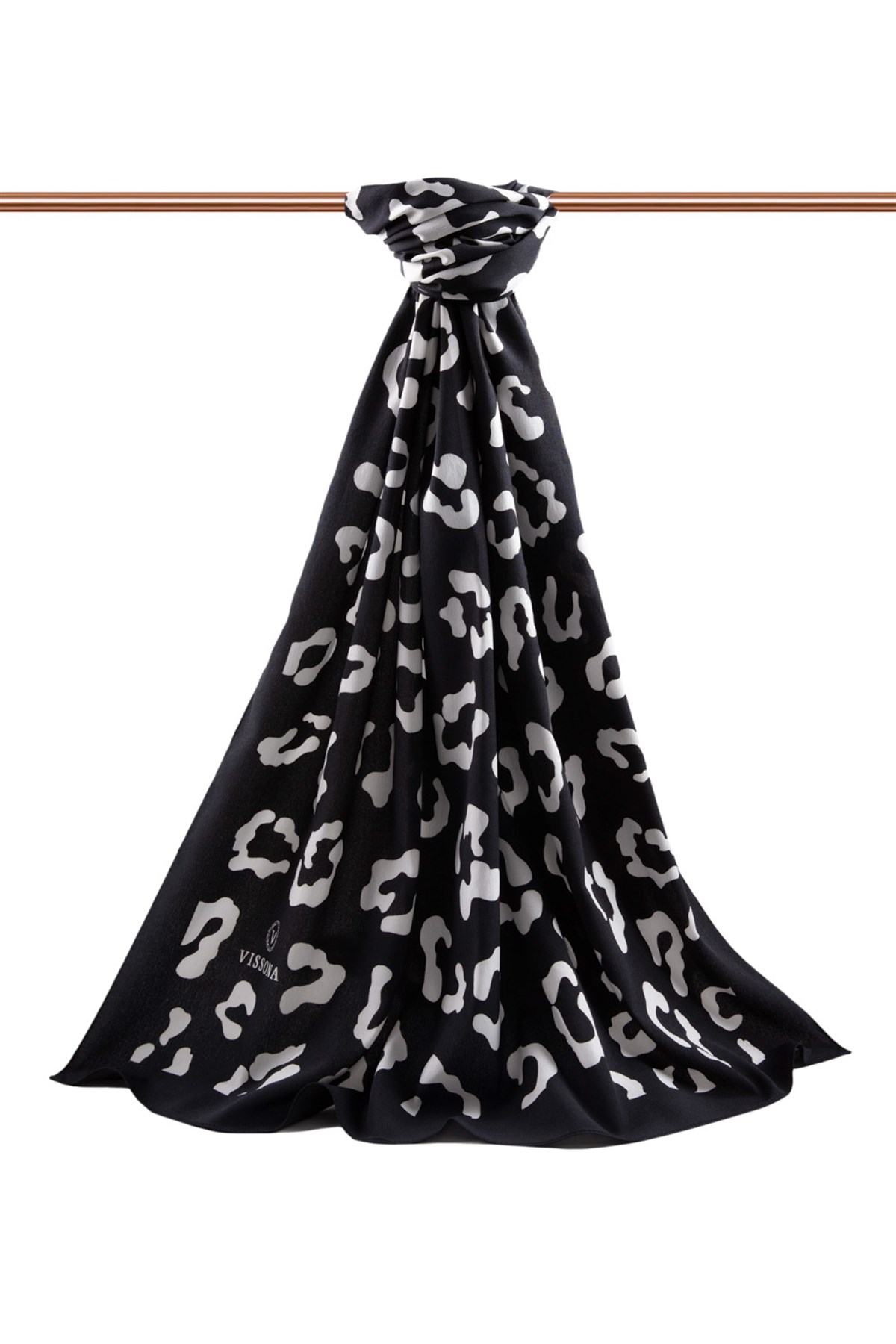 KREP LEOPAR DESENLİ SİYAH RENKLİ 75X195 KIRIŞMAZ ŞAL