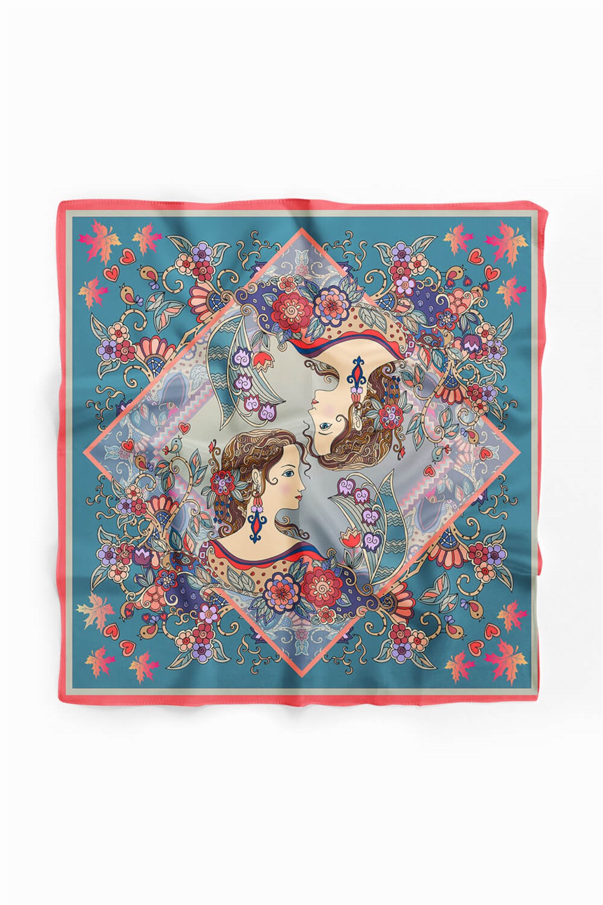 %100 İpek Kadın Desenli Kadın Bandana