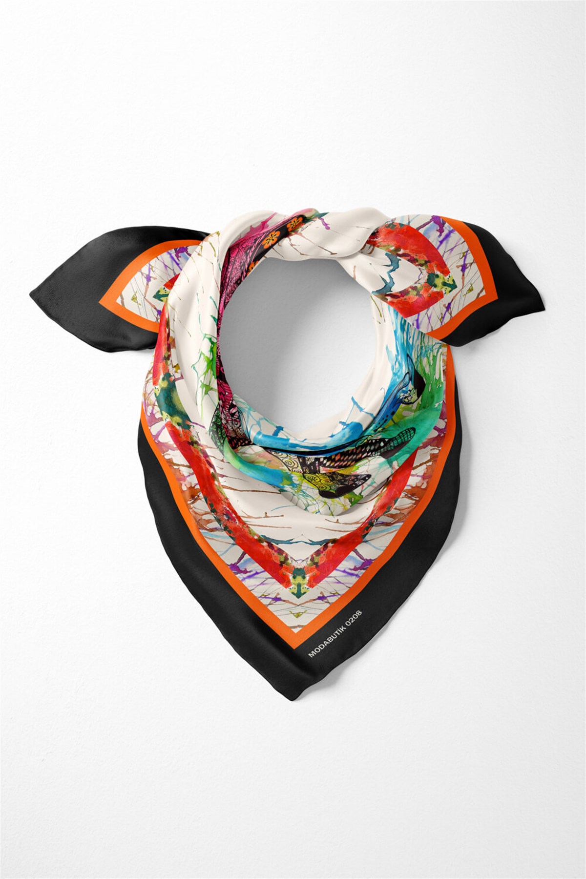 Violla V8 Kadın Fil Desenli Bandana 50x50 Kırmızı DG0208-22