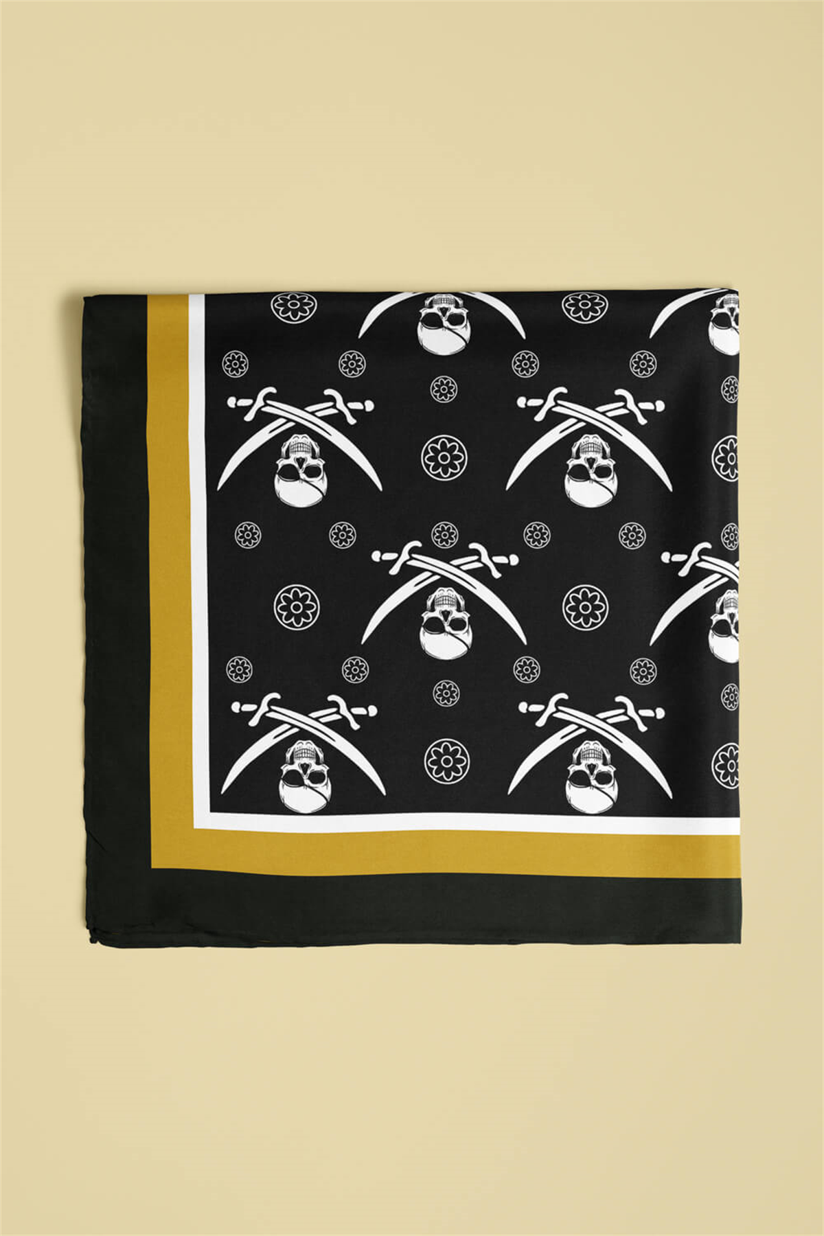 F89 Kadın Kurukafa Desenli 50x50 Bandana HYL DG01552-22