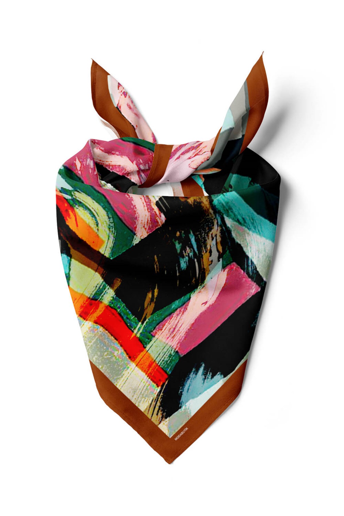 Violla Y8 Kadın Sulu Boya Desenli Bandana 50x50 Gri DG0479-22