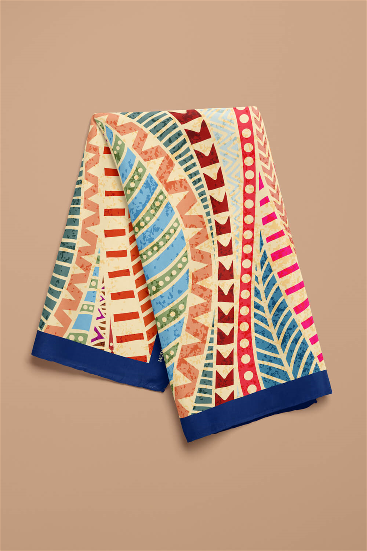 Kadın Zigzag Desenli Bandana 50x50 Sarı Turuncu DG0491-22 Snz