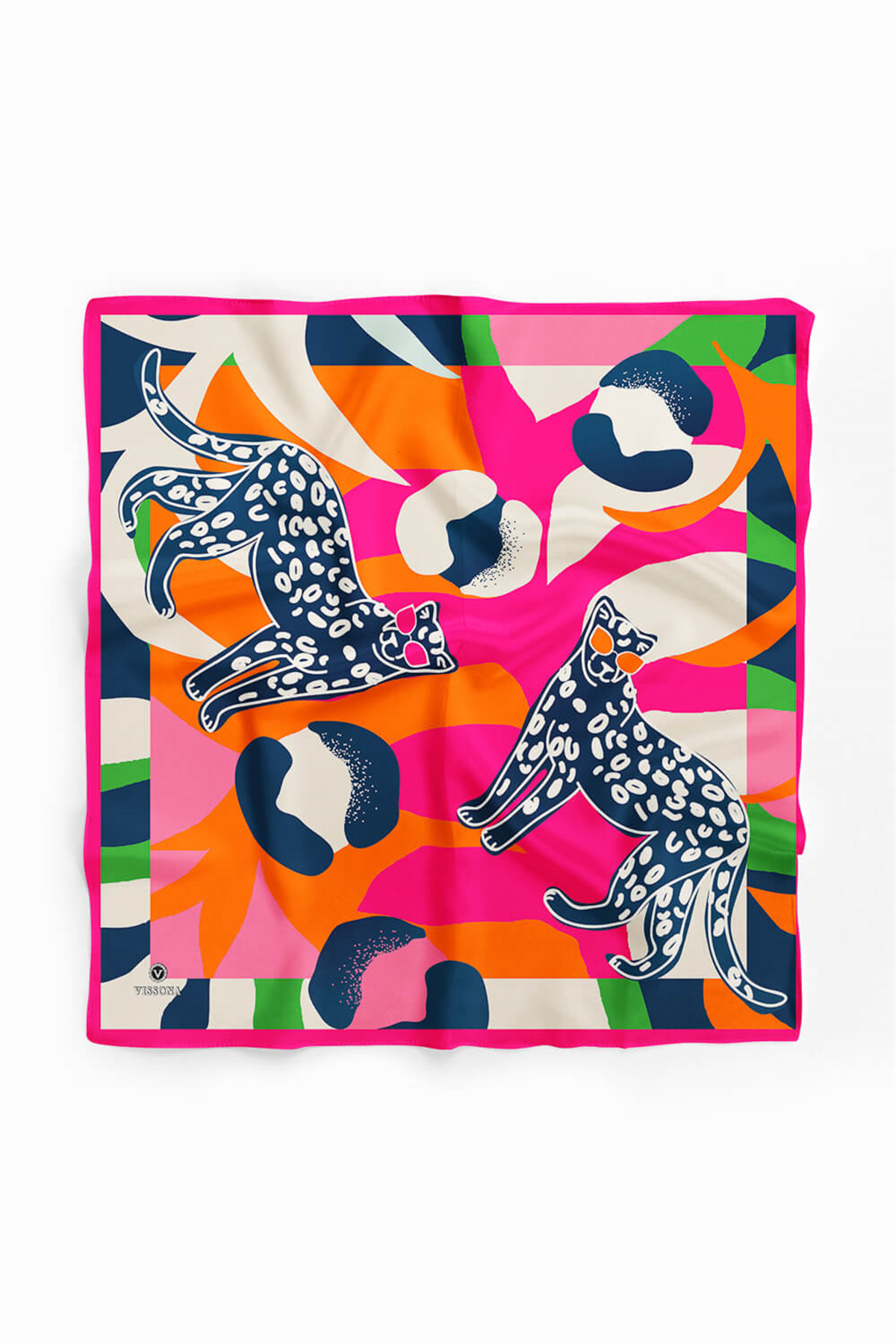 Saten İpek Kaplan Desenli Kadın Bandana