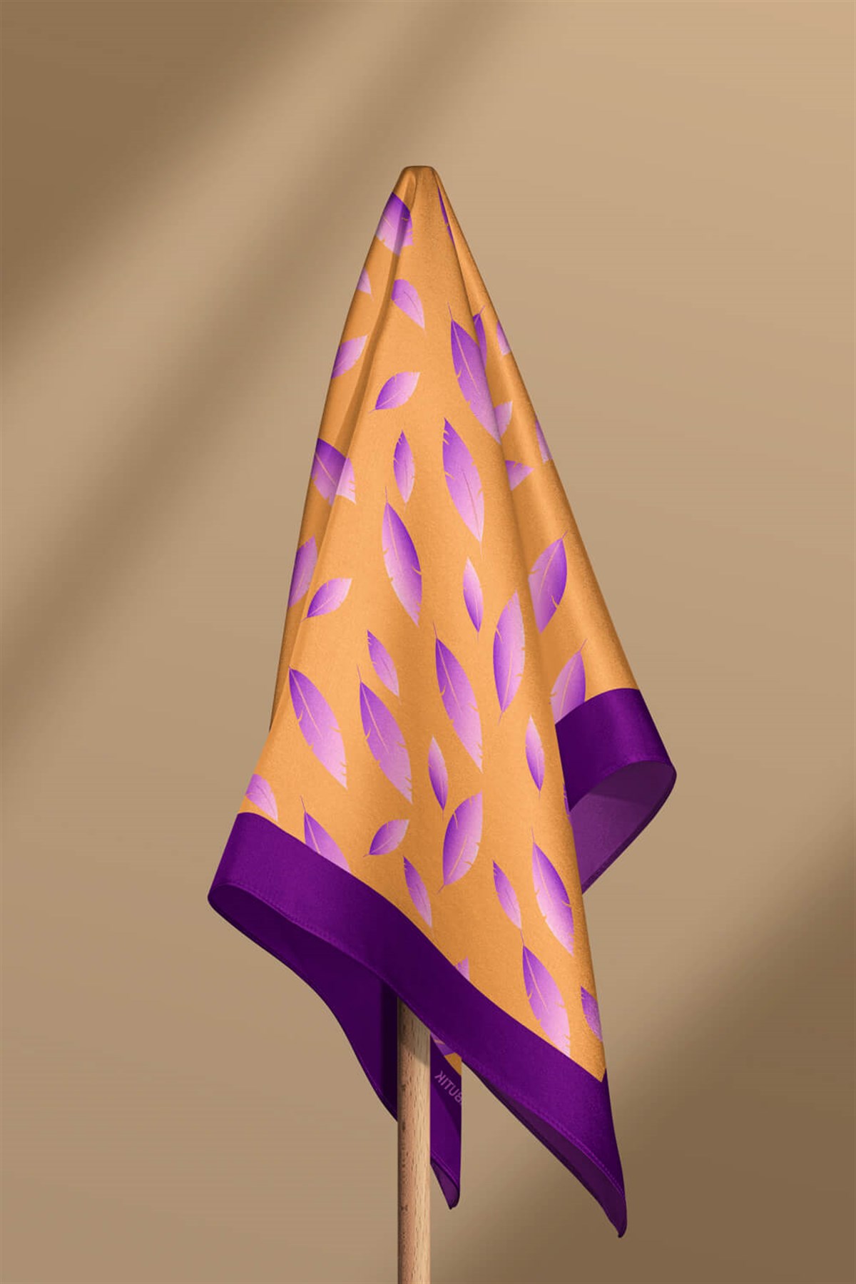 Violla Z39 Kadın Sarı Feathers Desenli 50x50 Bandana HYL DG0696-22