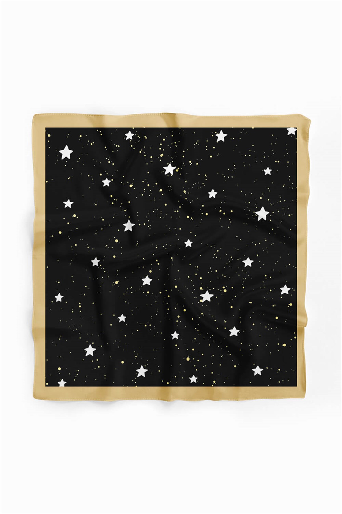Violla B41 Kadın Yıldız Desenli Bandana 50x50 Siyah DG0341-22 Snz
