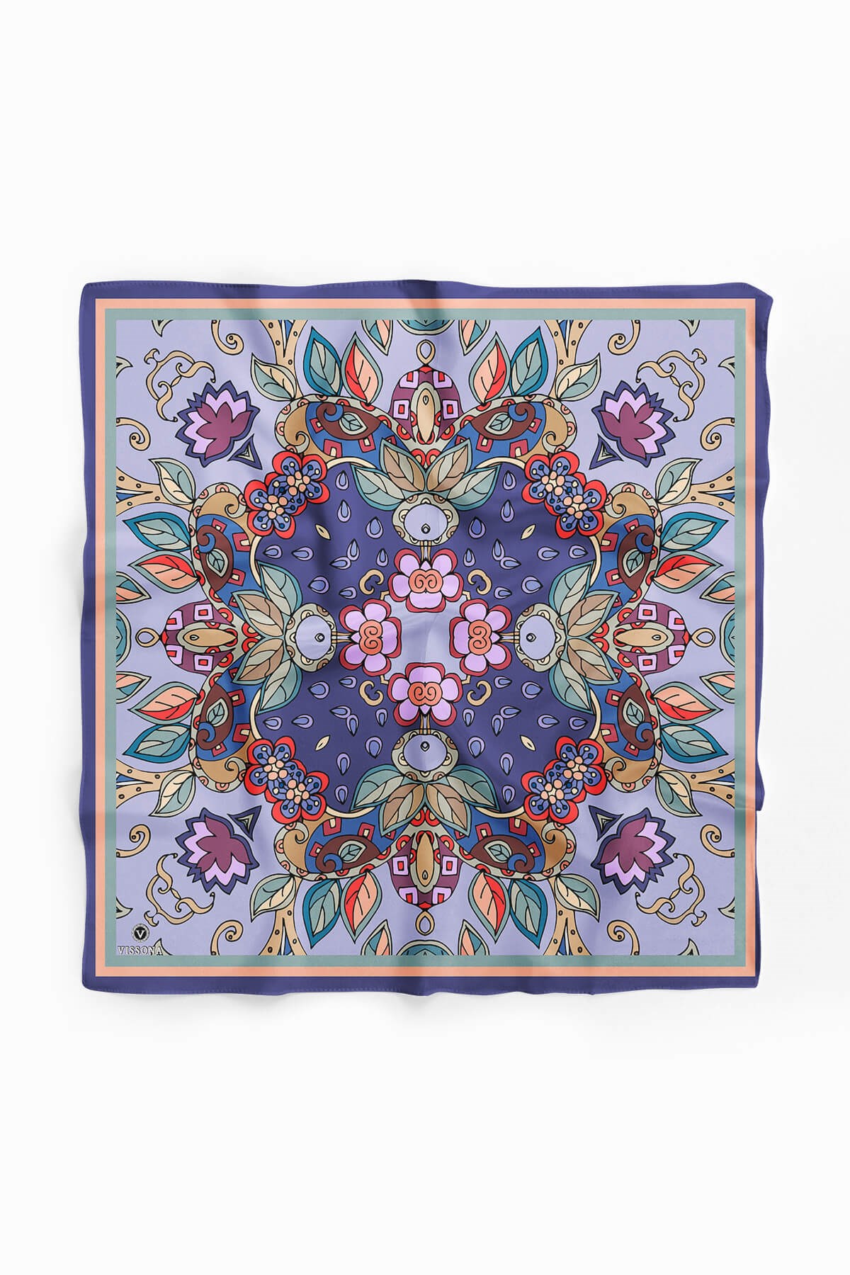 %100 İpek Etnik Desenli Kadın Bandana