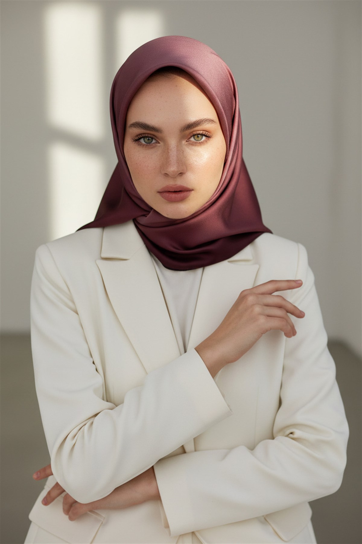 %100 Twill İpek Degrade Desenli Soğan Kabuğu Renkli 90x90 Eşarp Dikim Şekli : El Dikişi