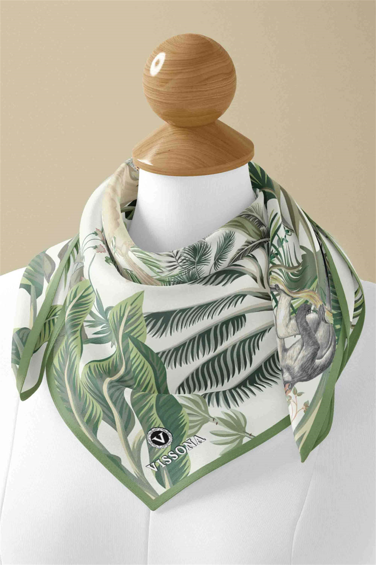 %100 İPEK FİL DESENLİ KADIN BANDANA 50X50