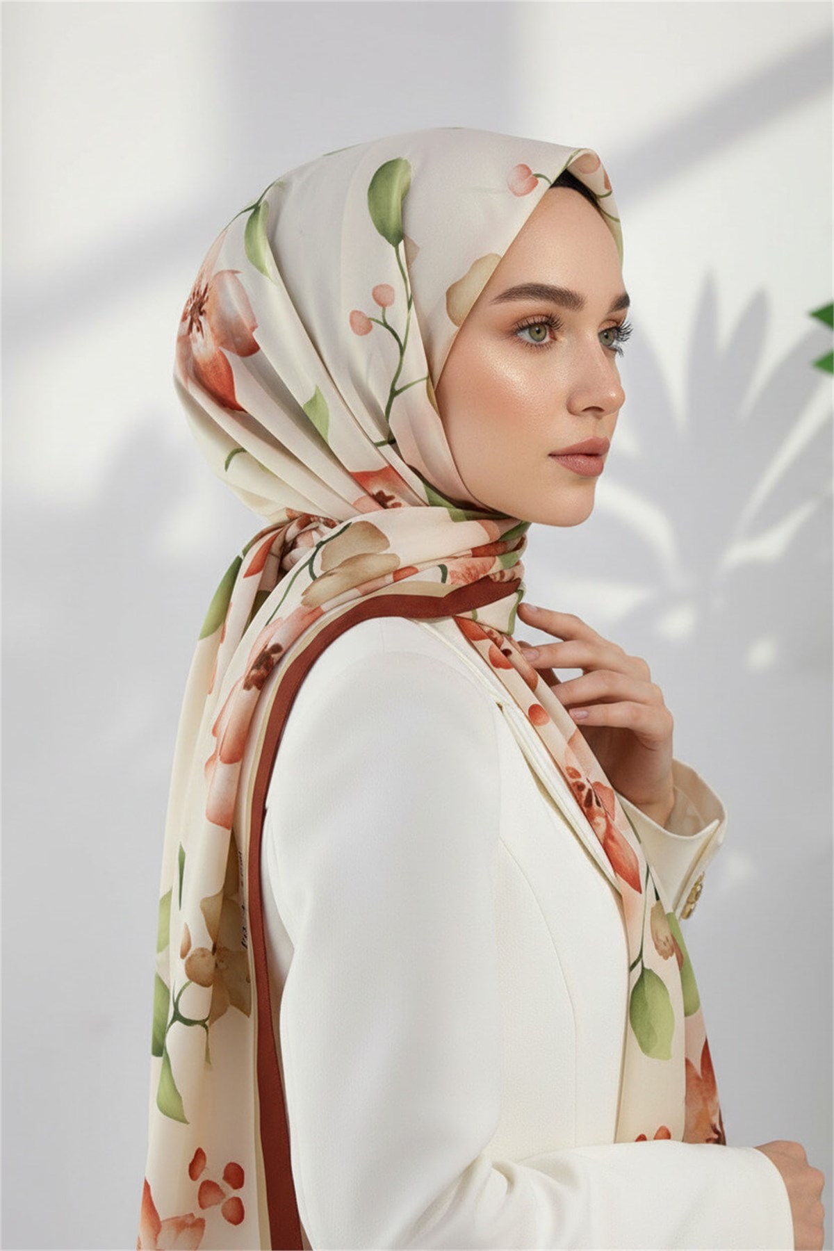 KREP ÇİÇEK DESENLİ BORDO RENKLİ 75X195 KIRIŞMAZ ŞAL