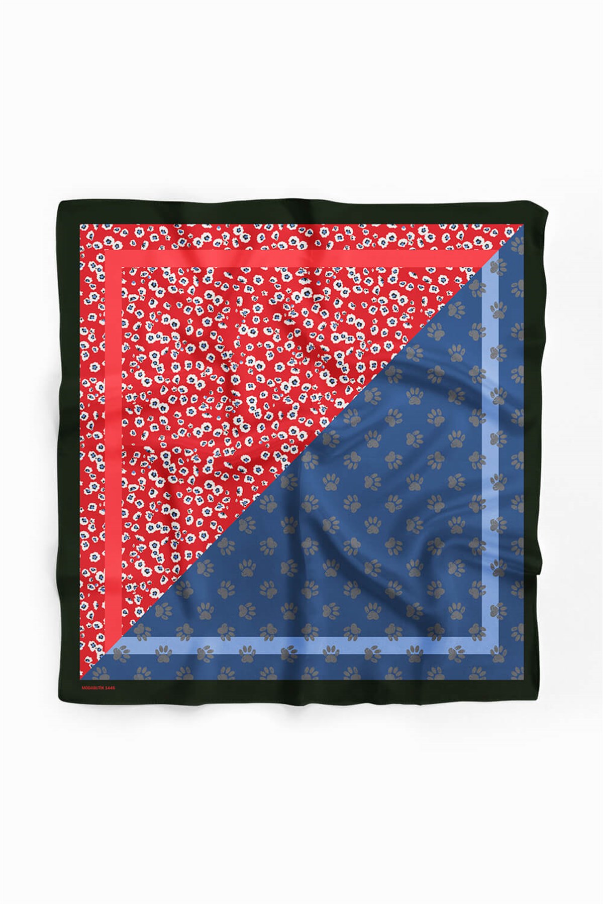 Violla Z69 Kadın Mavi Pati Desenli 50x50 Bandana HYL DG01446-22