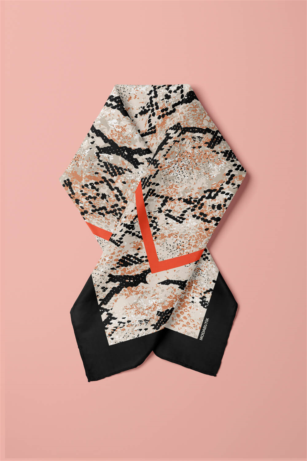 Z38 Kadın sarı mamba Desenli 50x50 Bandana HYL DG01617-22