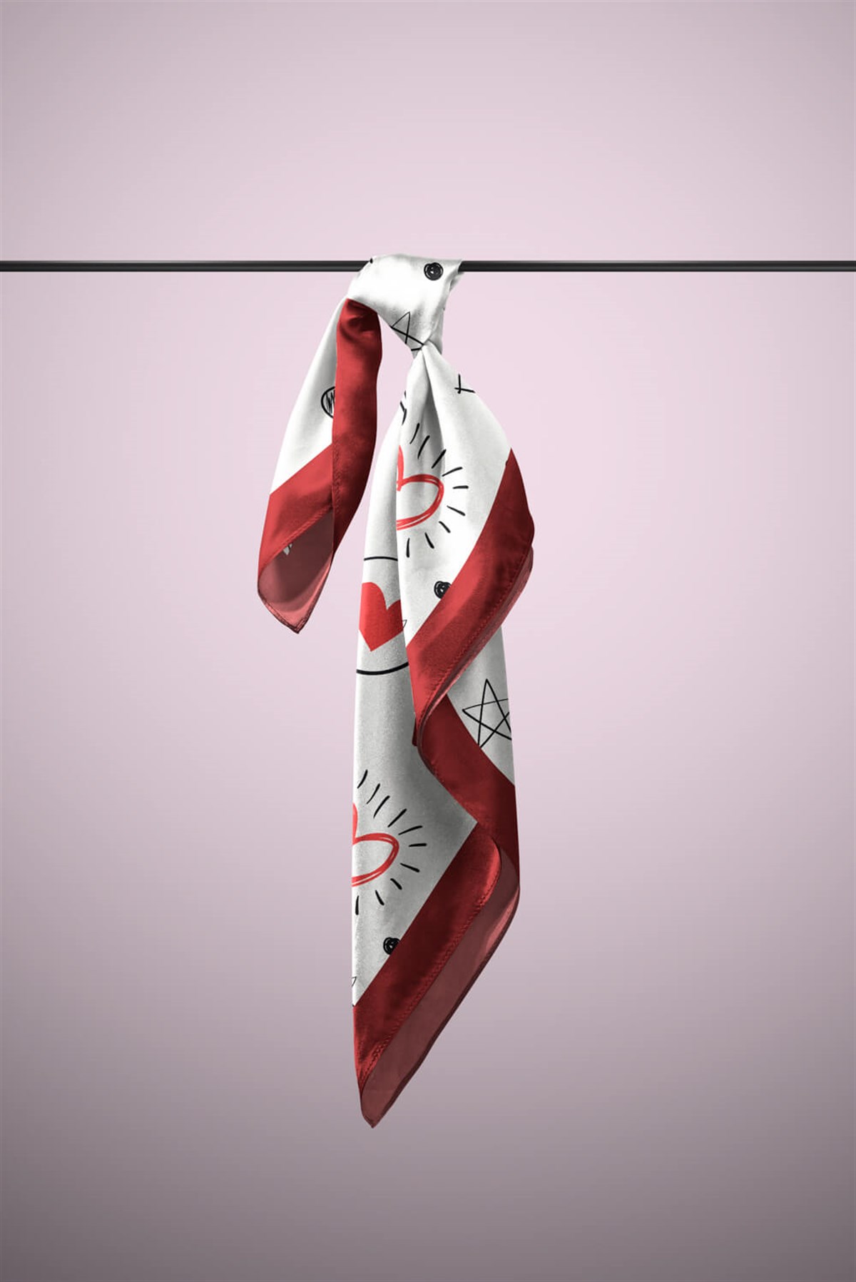 Violla F54 Kadın Kalp Desenli Bandana 50x50 DG0459-22