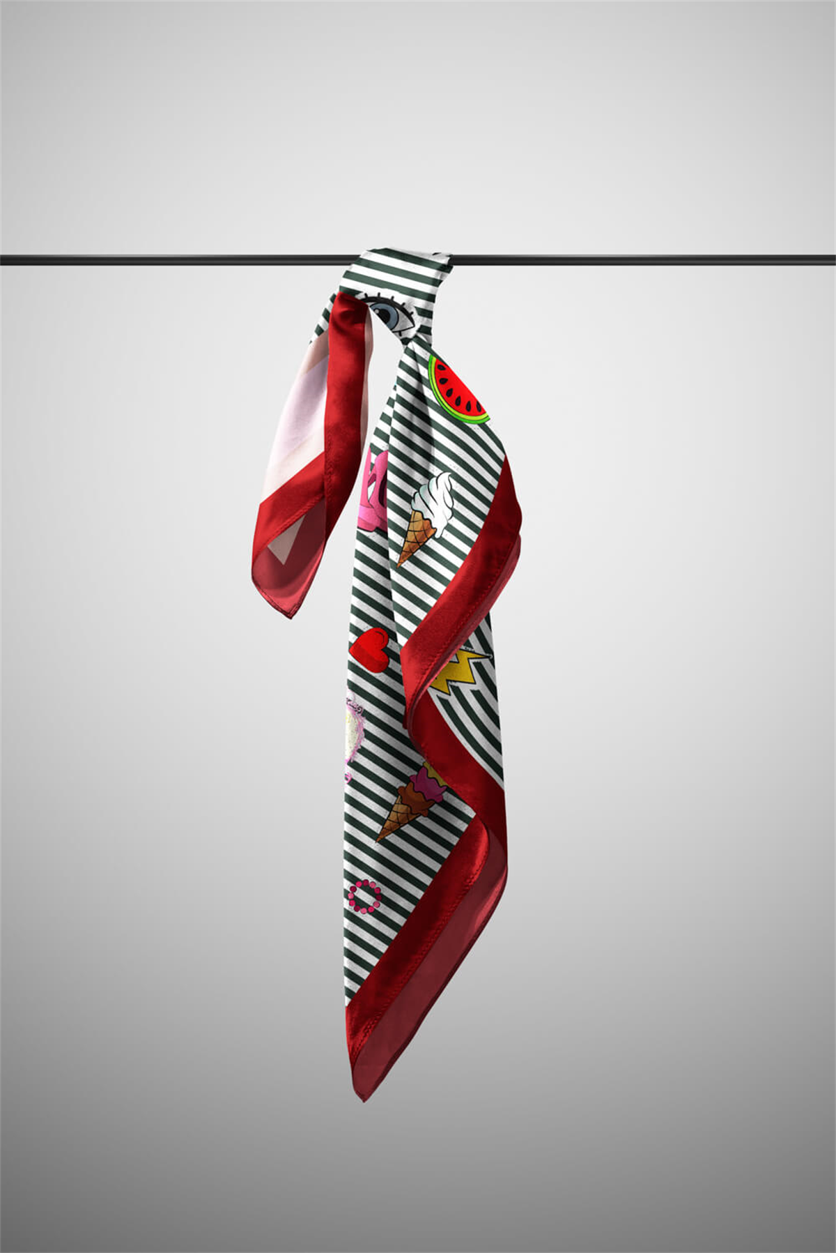 B98 Kadın Unicorn Desenli 50x50 Bandana HYL DG01076-22