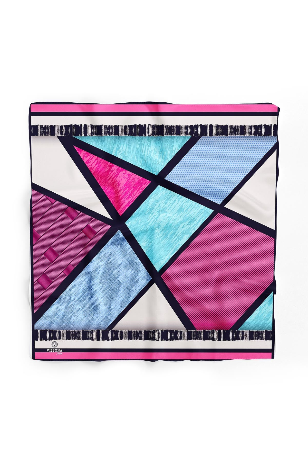 %100 İpek Kadın Desenli Bandana 80x80