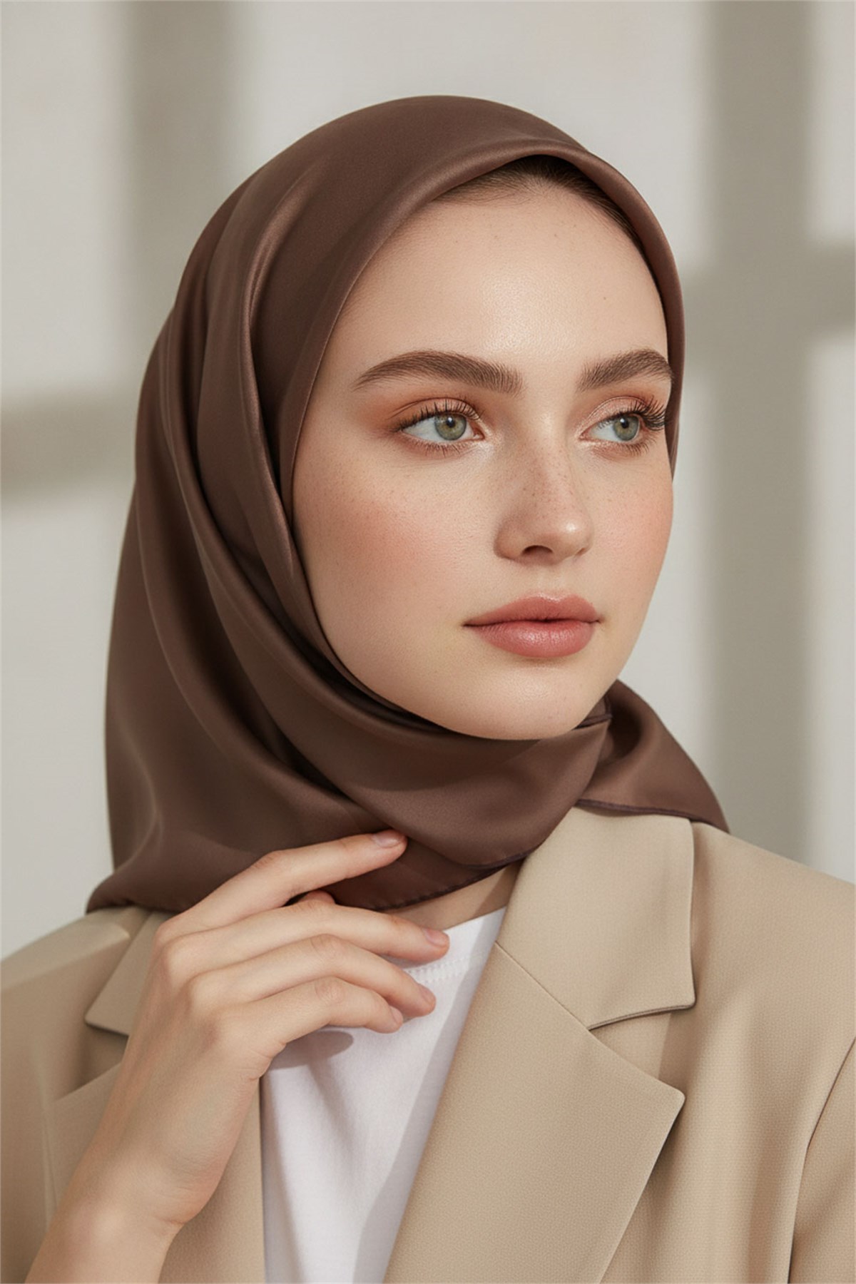 %100 Saf İpek Twill Eşarp 90x90 – Düz Renk, Kaymayan Tok Dokulu, El Dikişli