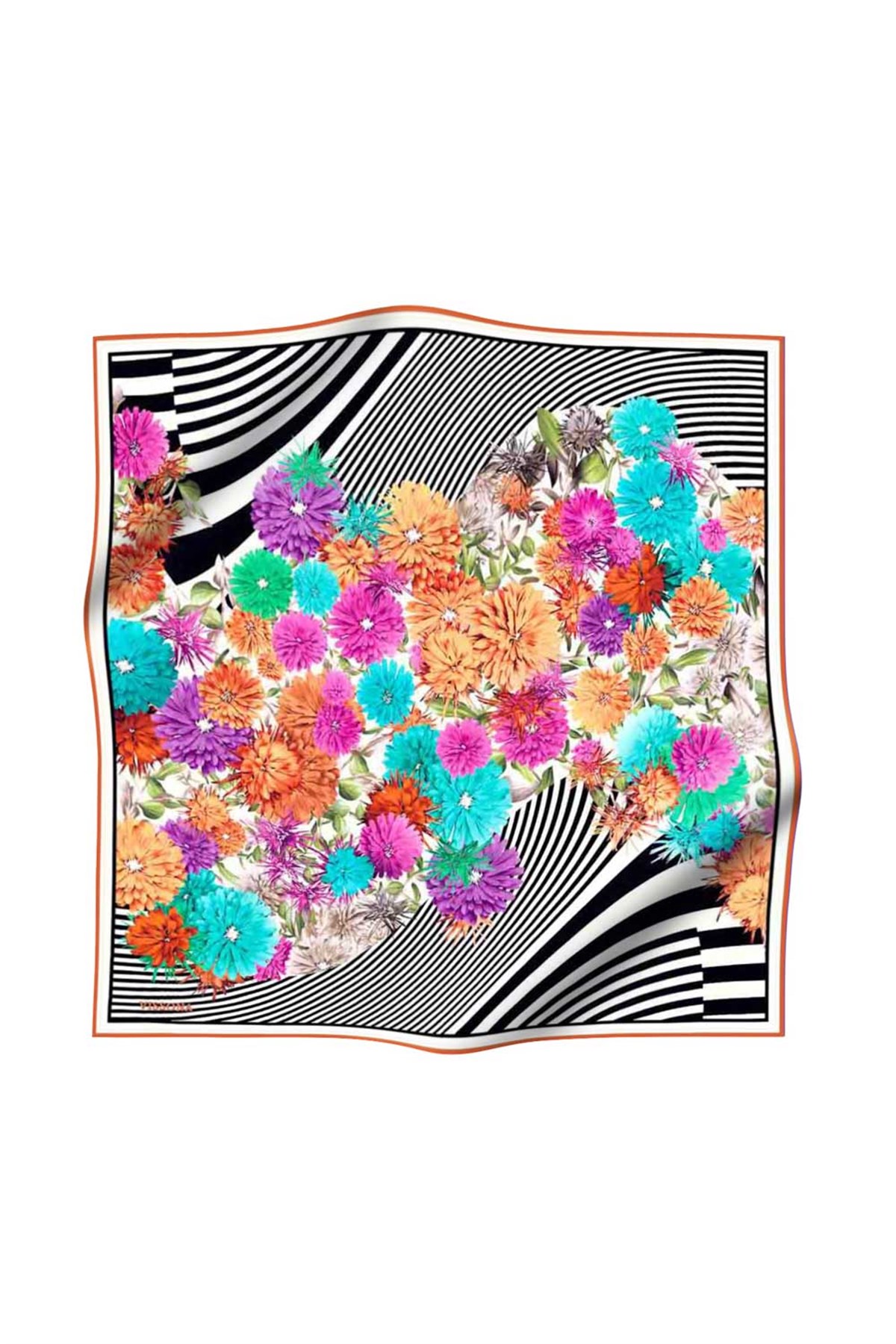 %100 İpek Kadın Desenli Bandana 80x80