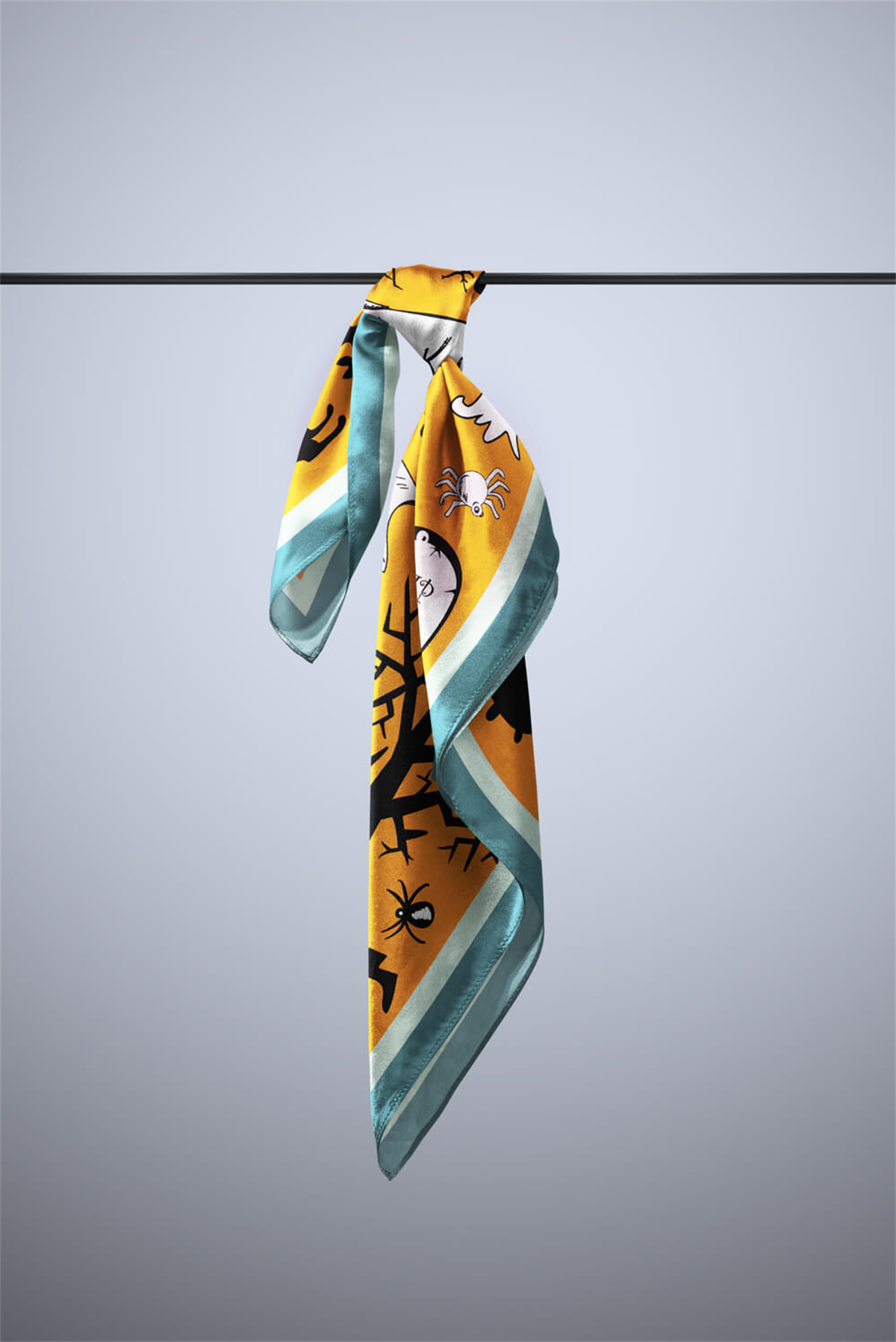 Kadın Hardal Trick or Treat Desenli 50x50 Bandana DG0697-22