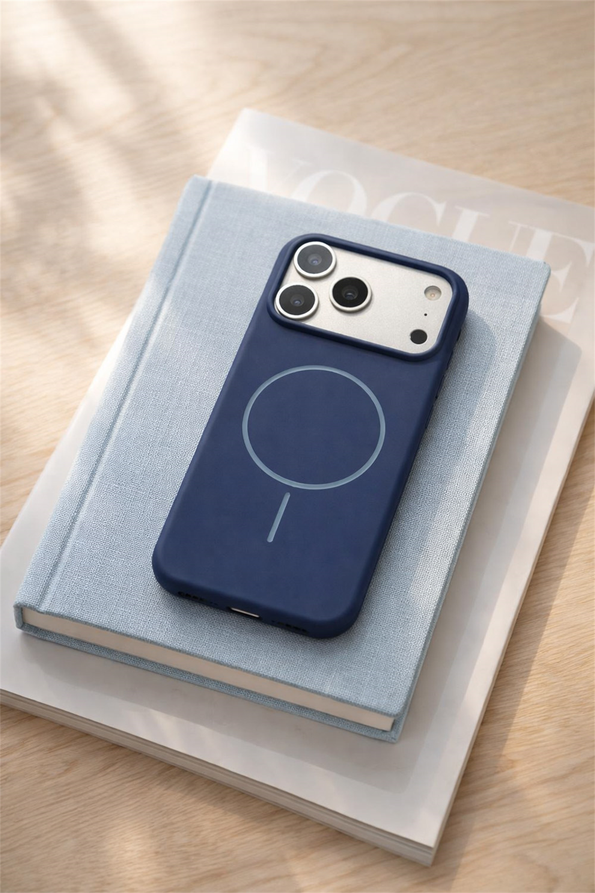 iPhone 17 Pro Uyumlu İçi Kadife Magsafe Wireless Şarj Özellikli Lacivert Renkli Telefon Kılıfı