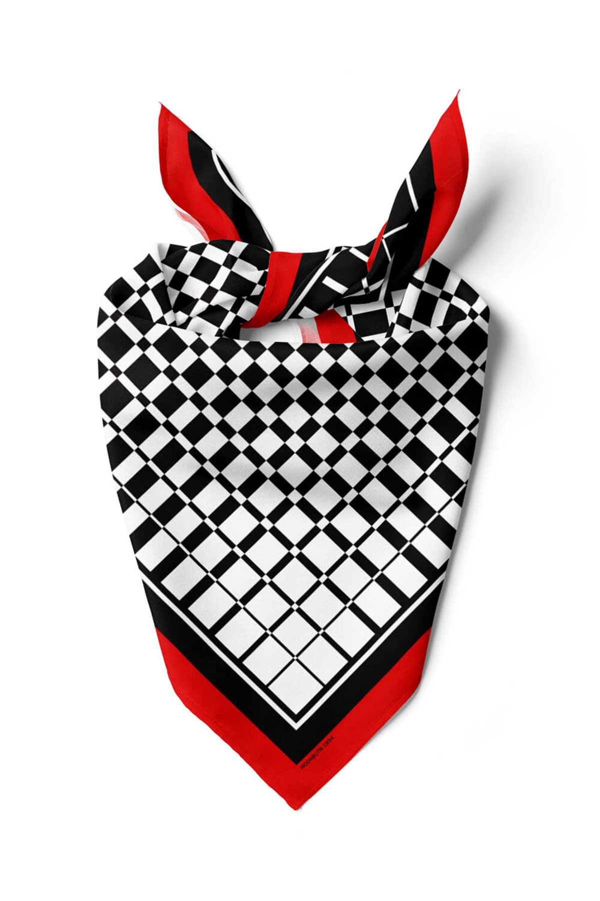 Z47 Kadın Siyah Beyaz Kare Desenli 50x50 Bandana