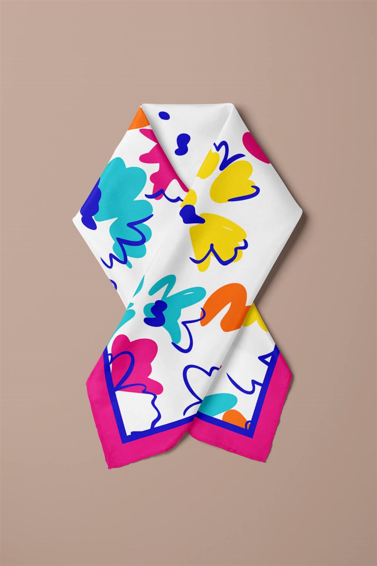 C5  Violla Renki Çiçek Desenli Bandana