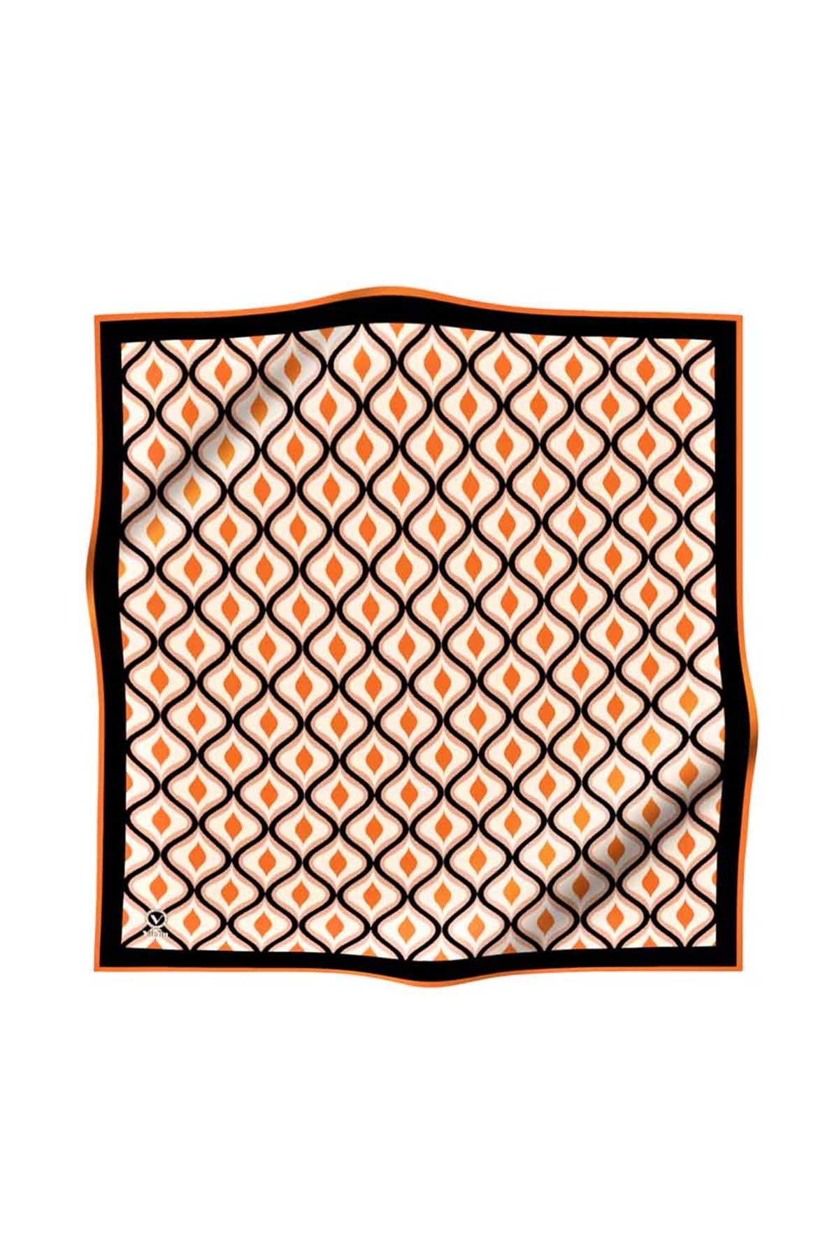 Twill Geometrik Daire Desenli Taba Renkli 90x90 Eşarp (İpek İçermez) Dikim Şekli : El Dikişi
