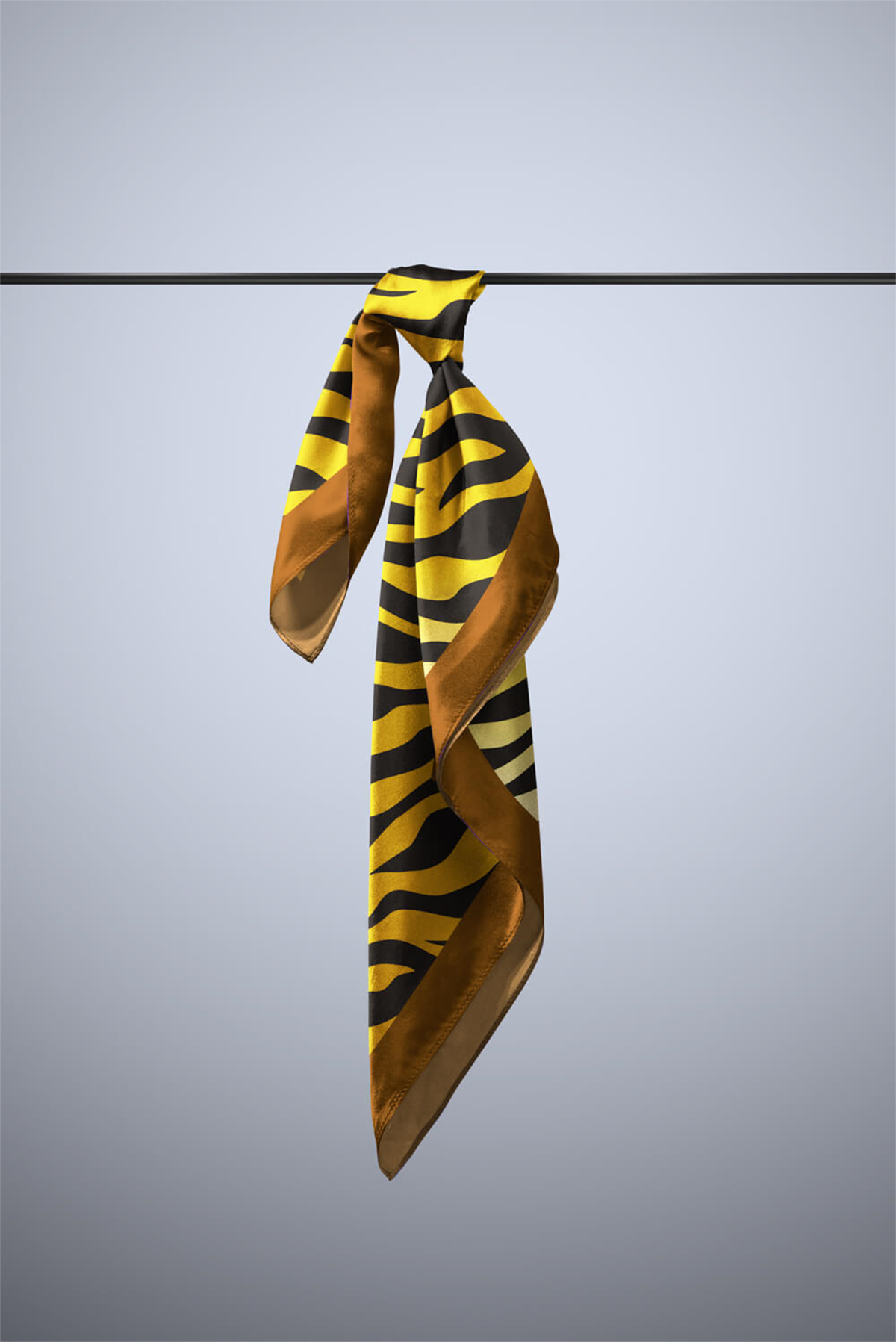 D108 Kadın Dalgalı Desenli Bandana 50x50 Sarı DG0306-22