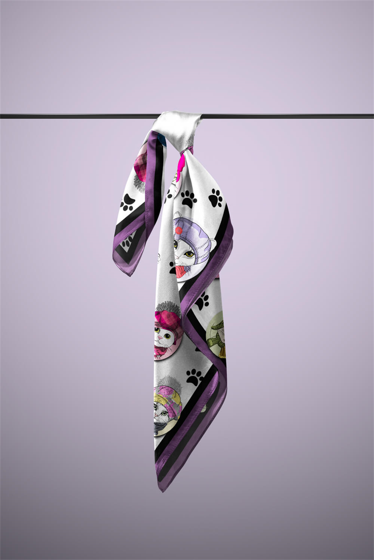 Modabutik Kedi Desenli Bandana