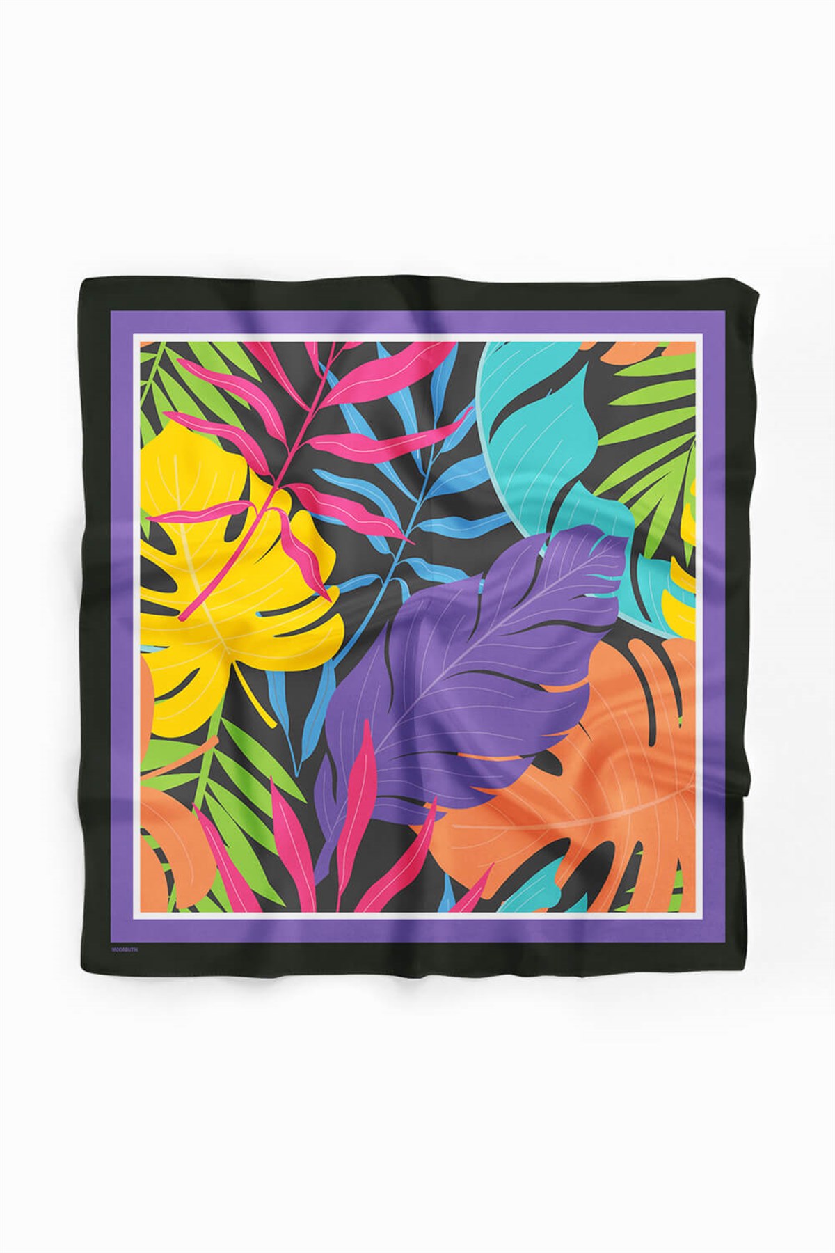 Violla C78 Kadın Mavi Yaprak Desenli 50x50 Bandana HYL DG01692-22