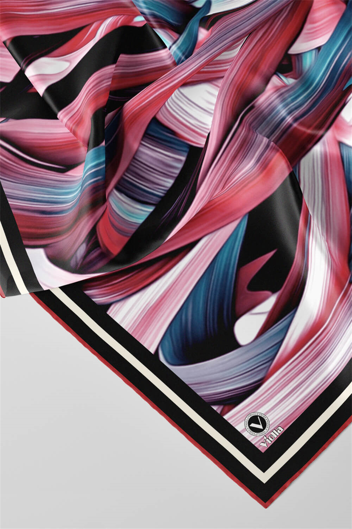 Twill Kare Desenli Gül Kurusu Renkli 90x90 Dikim Şekli : El Dikişi Eşarp (İpek İçermez)