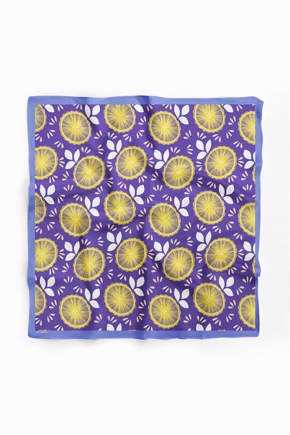 Violla C58 Kadın Lime Desenli Bandana 50x50 Sarı DG0178-22 Snz