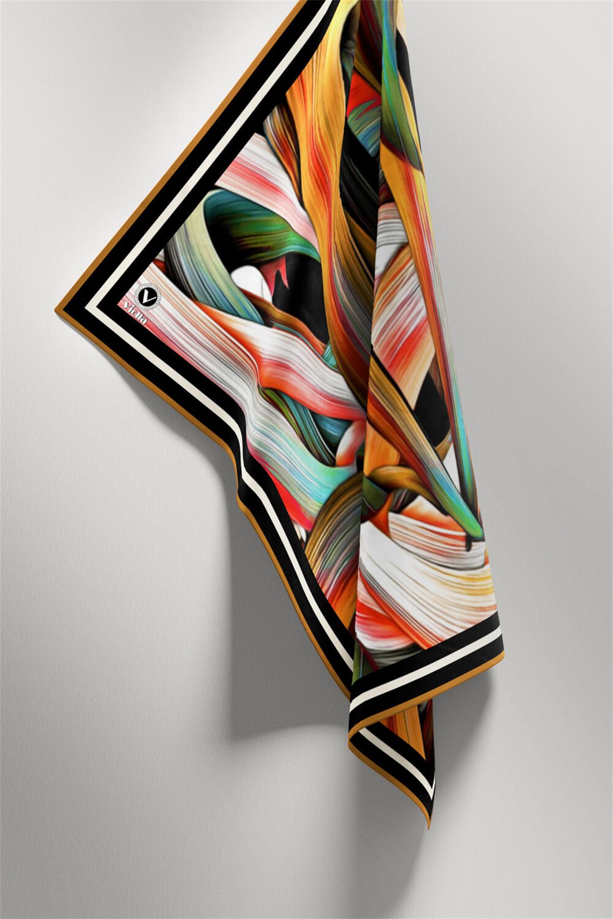 Twill Kare Desenli Hardal Renkli 90x90 Dikim Şekli : El Dikişi Eşarp (İpek İçermez)