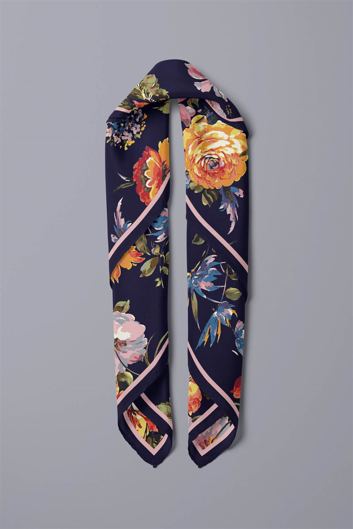 Vissona Çiçek Desenli İpek Bandana