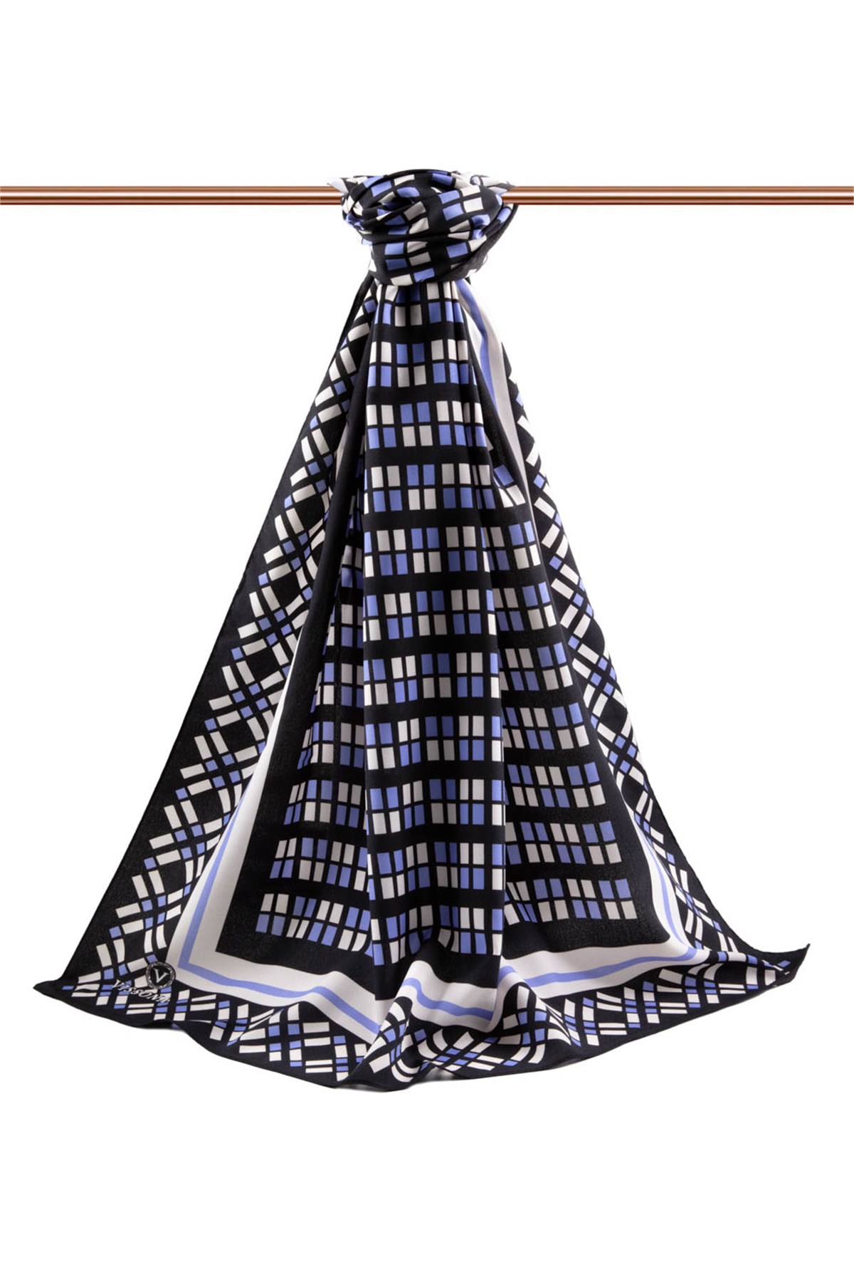 KREP KARE DESENLİ BEBE MAVİSİ RENKLİ 75X195 KIRIŞMAZ ŞAL