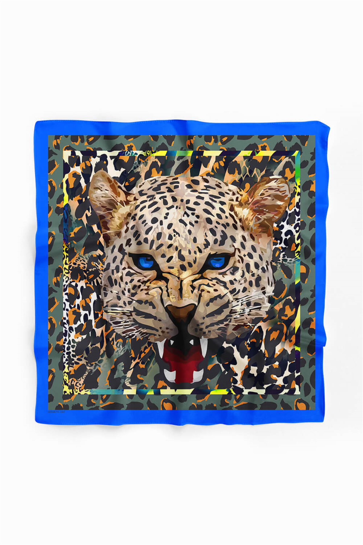 Kadın Krem Kahve Kaplan Desenli 50x50 Bandana