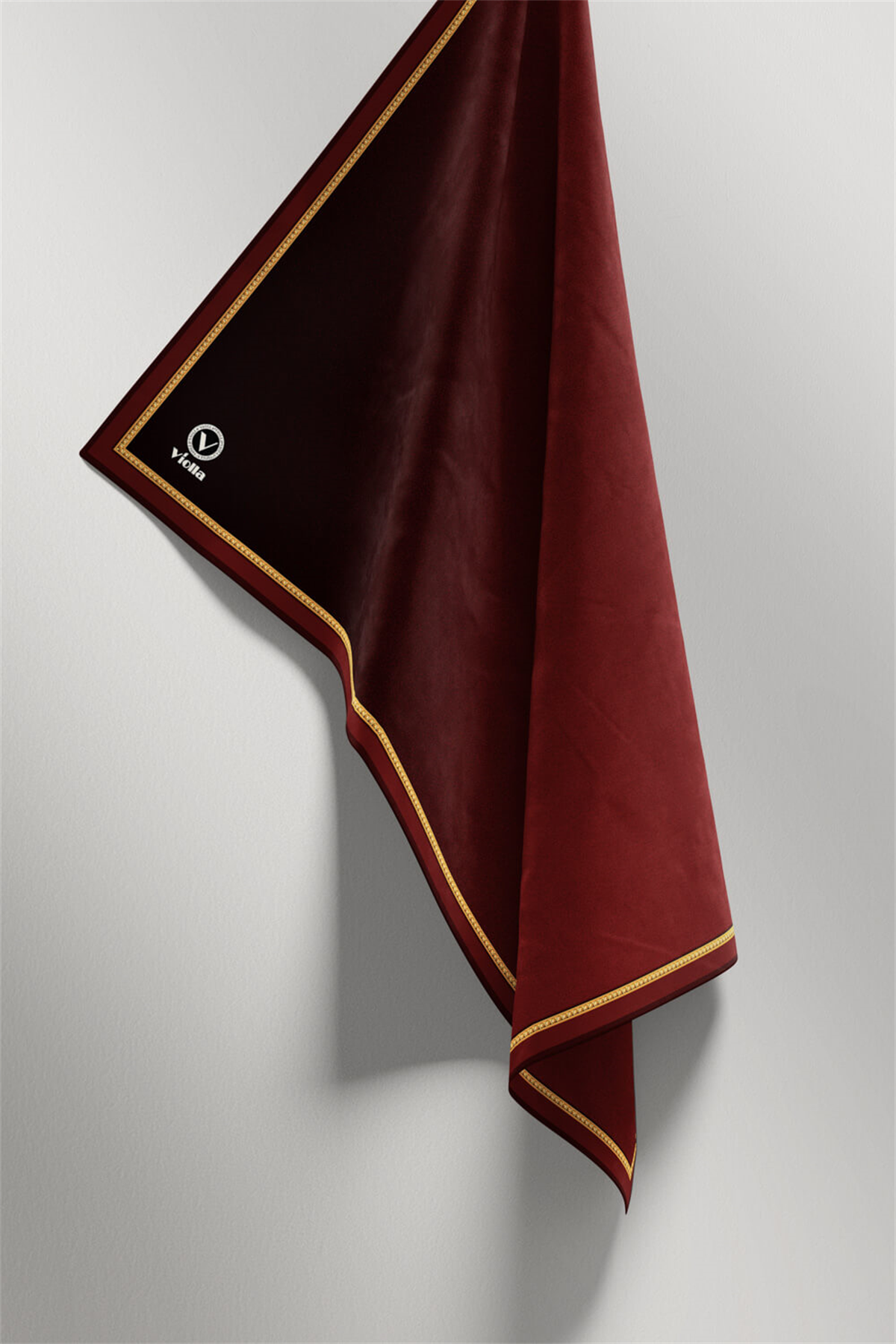 Twill Degrade Desenli Bordo Renkli 90x90 Eşarp (İpek İçermez) Kenar Dikiş Şekli El Dikişli
