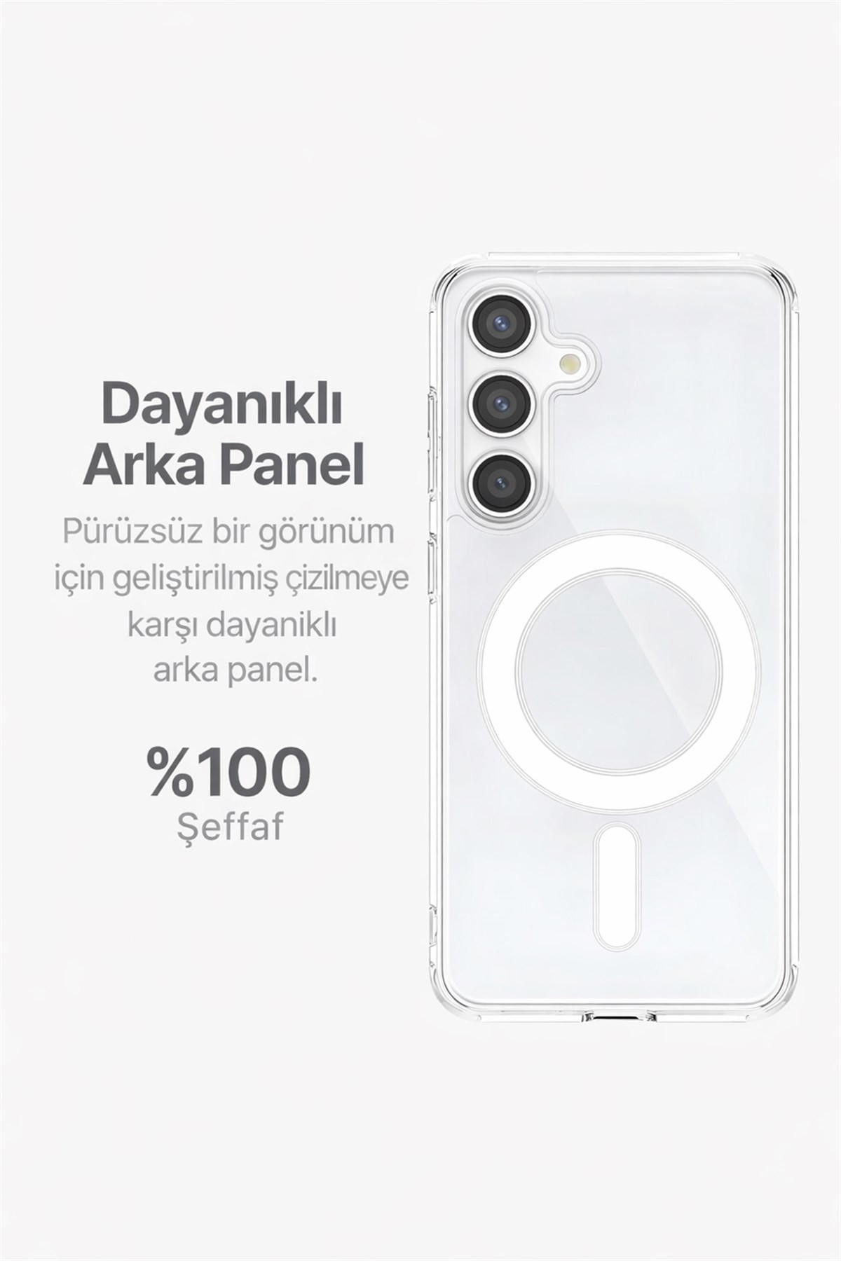 Samsung Galaxy S25 Plus Uyumlu Kamera Korumalı Magsafe Wireless Şarj Özellikli Lüks Şeffaf Silikon Telefon Kılıfı