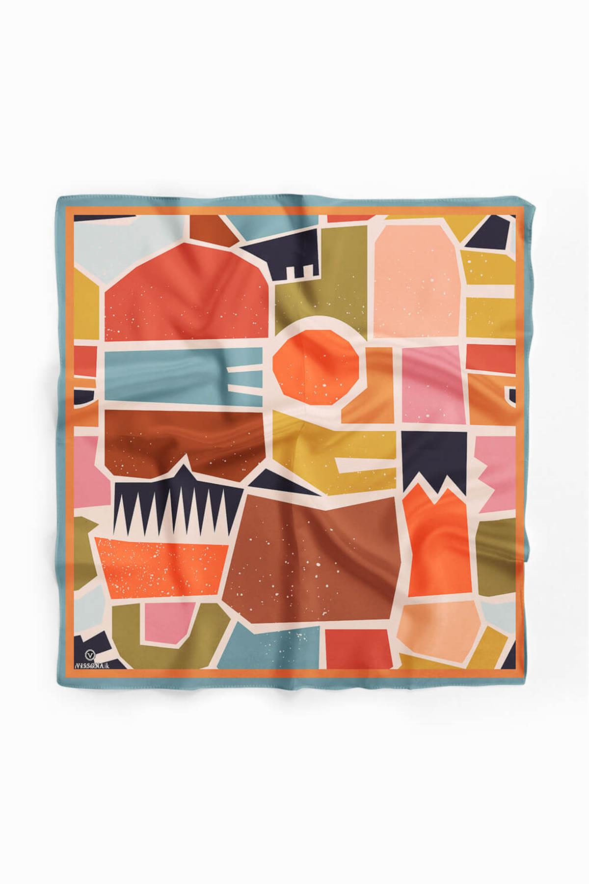 Vissona Geometrik Desenli İpek Bandana