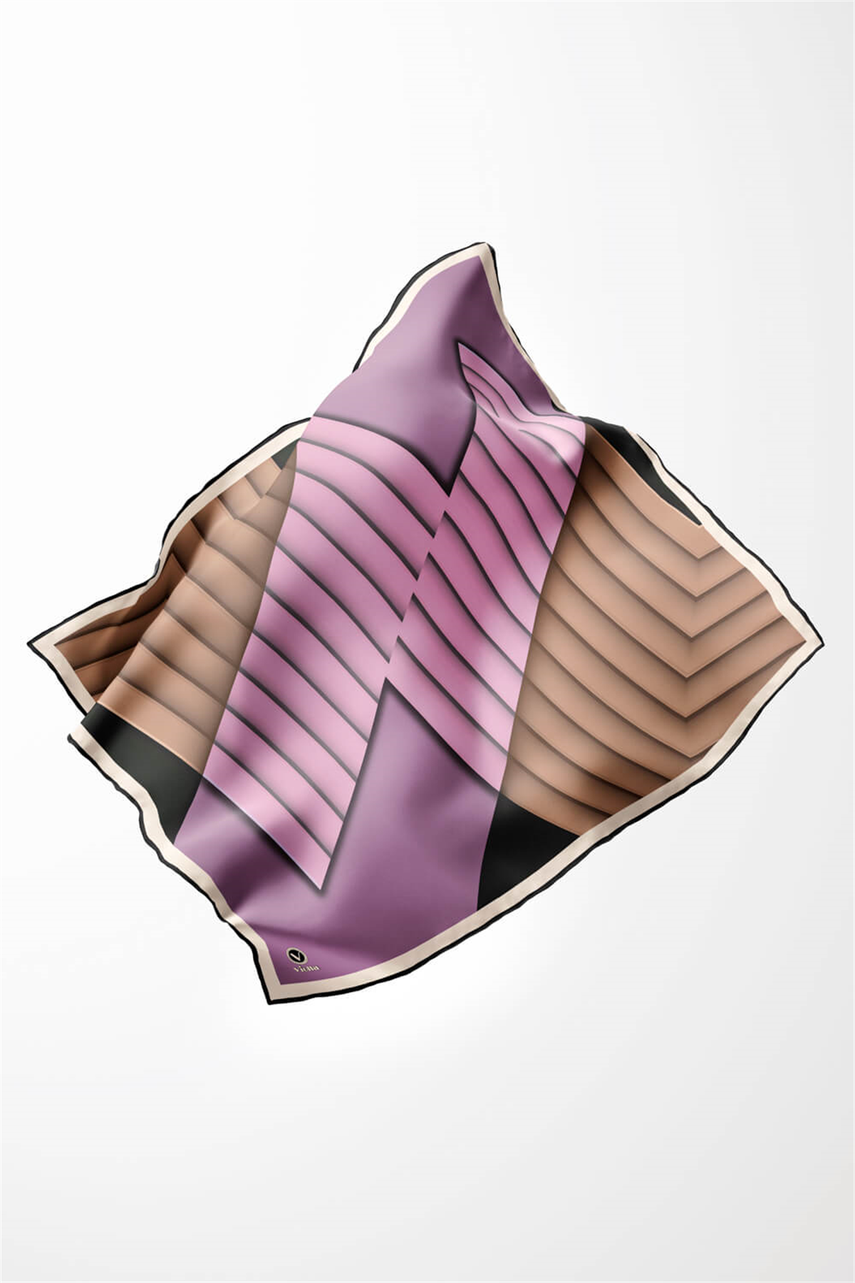 Rayon Zikzak Çizgi Desenli Lila Renkli 90x90 Eşarp (İpek İçermez) Dikim Şekli : El Dikişi