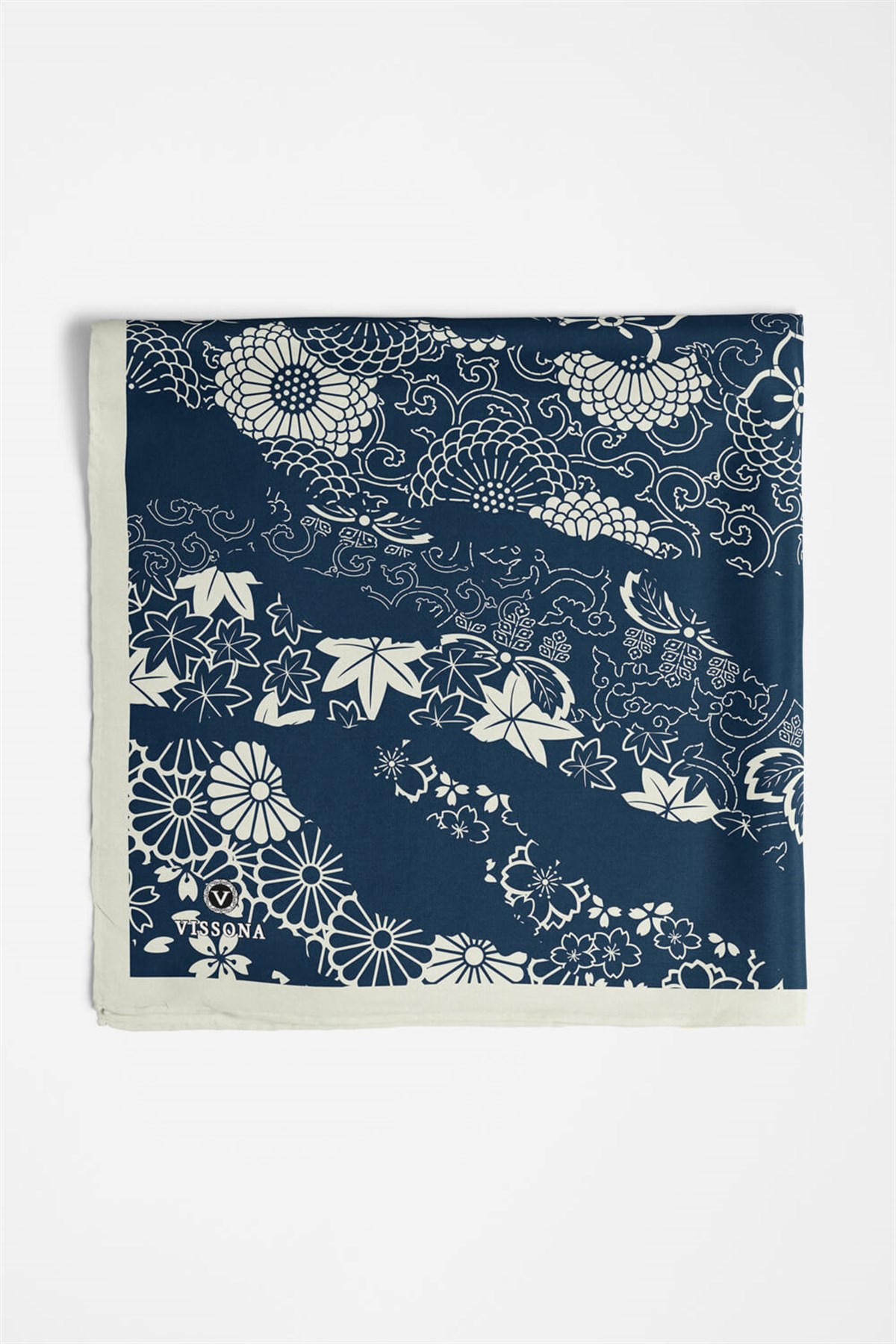 %100 İpek Geometrik Desenli Kadın Bandana